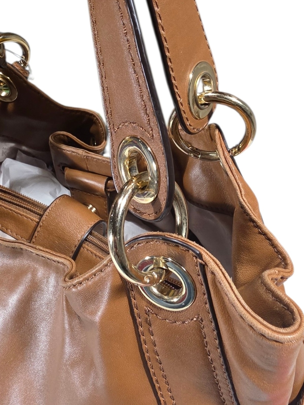 Michael Kors Tan Leather Drawstring Shoulder Bag - Picture 5 of 11